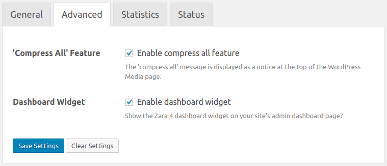 Dashboard Widget Settings